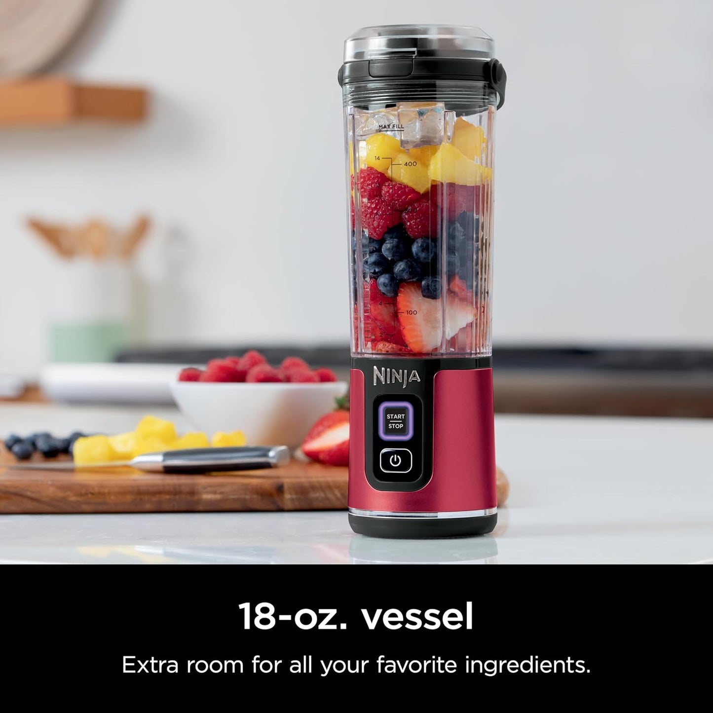 Ninja Blast Portable Blender - Cordless 18oz Personal Blender for Shakes & Smoothies | Leakproof Lid, USB-C, Red