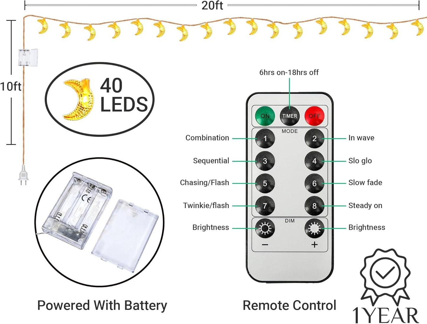 OLEEK Ramadan Lights - 20 ft LED Decorations for Home | Perfect Ramadan Gifts for Kids