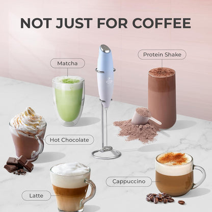 Zulay Kitchen Milk Frother Wand - Ultra-Fast Electric Whisk for Coffee, Lattes & Cappuccino - Includes 4 AA Batteries
