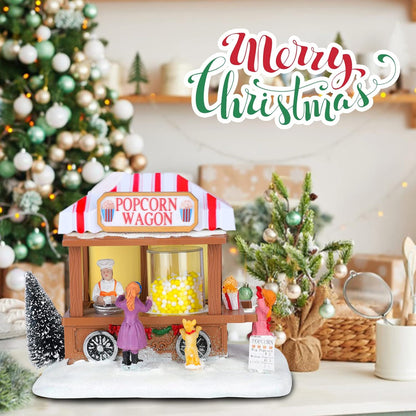 Regine Switzerland Christmas Village Collectible House - Popcorn House with LED Light & Music | Indoor Xmas Decor