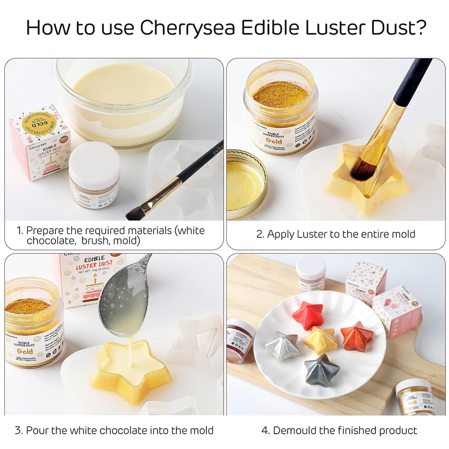Cherrysea Rose Gold Edible Luster Dust - Tasteless Food-Grade Cake Dusting Powder | 10 Grams for Baking
