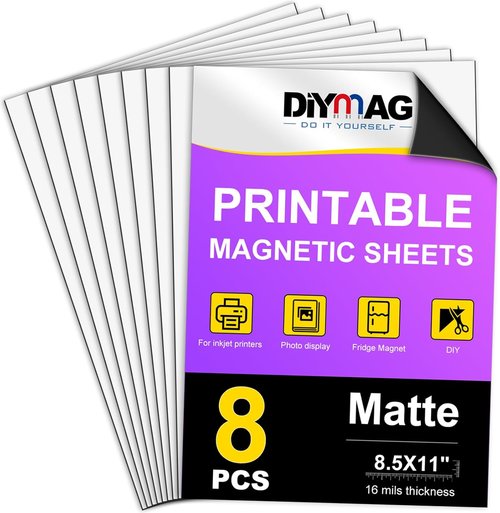 DIYMAG Magnetic Sheets - 8Pcs Flexible 8.5 x 11 Inch Matte Non-Adhesive Paper for DIY Crafts