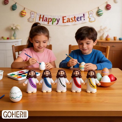 Little Jesus Figures - 30 Pack Mini Jesus Figurines in 5 Colors for Easter Party Favors | Ideal for Sunday School & Church Celebrations