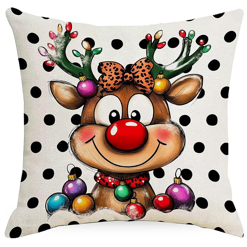 Variation of THIS listing Christmas Pillow Covers 18 x 18 Set of 2 – Double-Sided Santa Elk Shield, 18x18 Covers