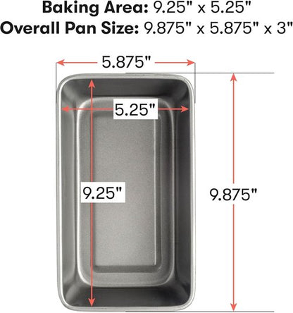 Cooking Light Heavy Duty Nonstick Carbon Steel Bread Pan - Quick Release Coating, 9.25" x 5.25", Gray