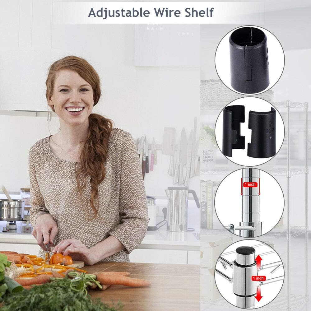 BestOffice | 4-Tier Wire Storage Shelves | Heavy-Duty Metal | 36x14x54 | Chrome Finish | No-Tool Assembly for Home & Garage