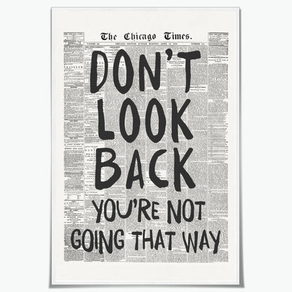 Skiennix Retro Black and White Newspaper Wall Art - "Don't Look Back" Positive Canvas Print | 12x18 Inch Unframed Aesthetic Poster for Bedroom Decor