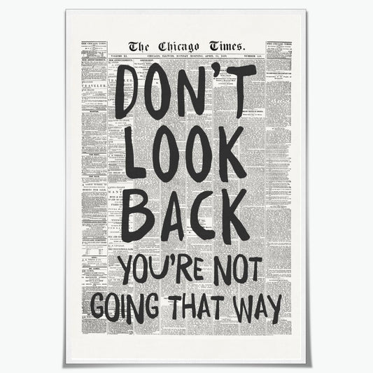 Skiennix Retro Black and White Newspaper Wall Art - "Don't Look Back" Positive Canvas Print | 12x18 Inch Unframed Aesthetic Poster for Bedroom Decor