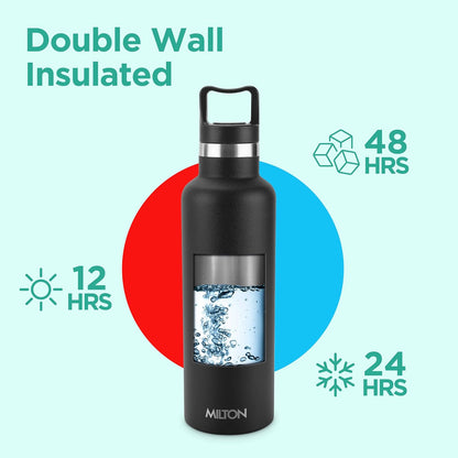 Milton 24 oz Stainless Steel Insulated Water Bottle - Leakproof, Double-Walled Flask for Hot & Cold Beverages | Travel-Friendly, Dishwasher Safe