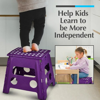 Handy Laundry Folding Step Stool - 13 Inch Sturdy Plastic, Non-Slip & Portable for Adults & Kids - Purple