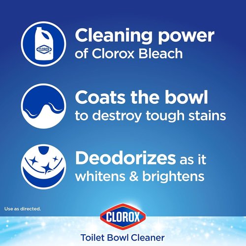 Clorox Toilet Bowl Cleaner - Liquid Disinfectant with Clinging Bleach Gel | Fresh Scent, 24 Ounces