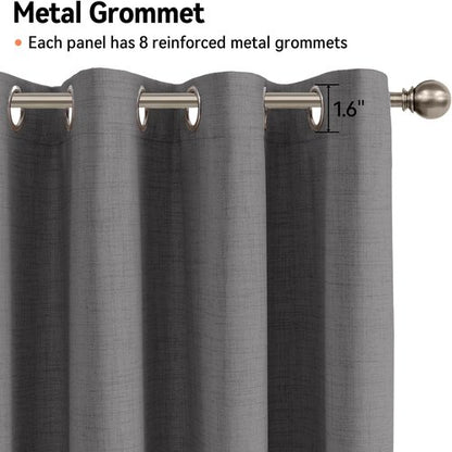 100% Blackout Shield Dark Grey Linen Blackout Curtains - Thermal Insulated Drapes for Bedroom & Living Room | 50" W x 84" L, 2 Panels