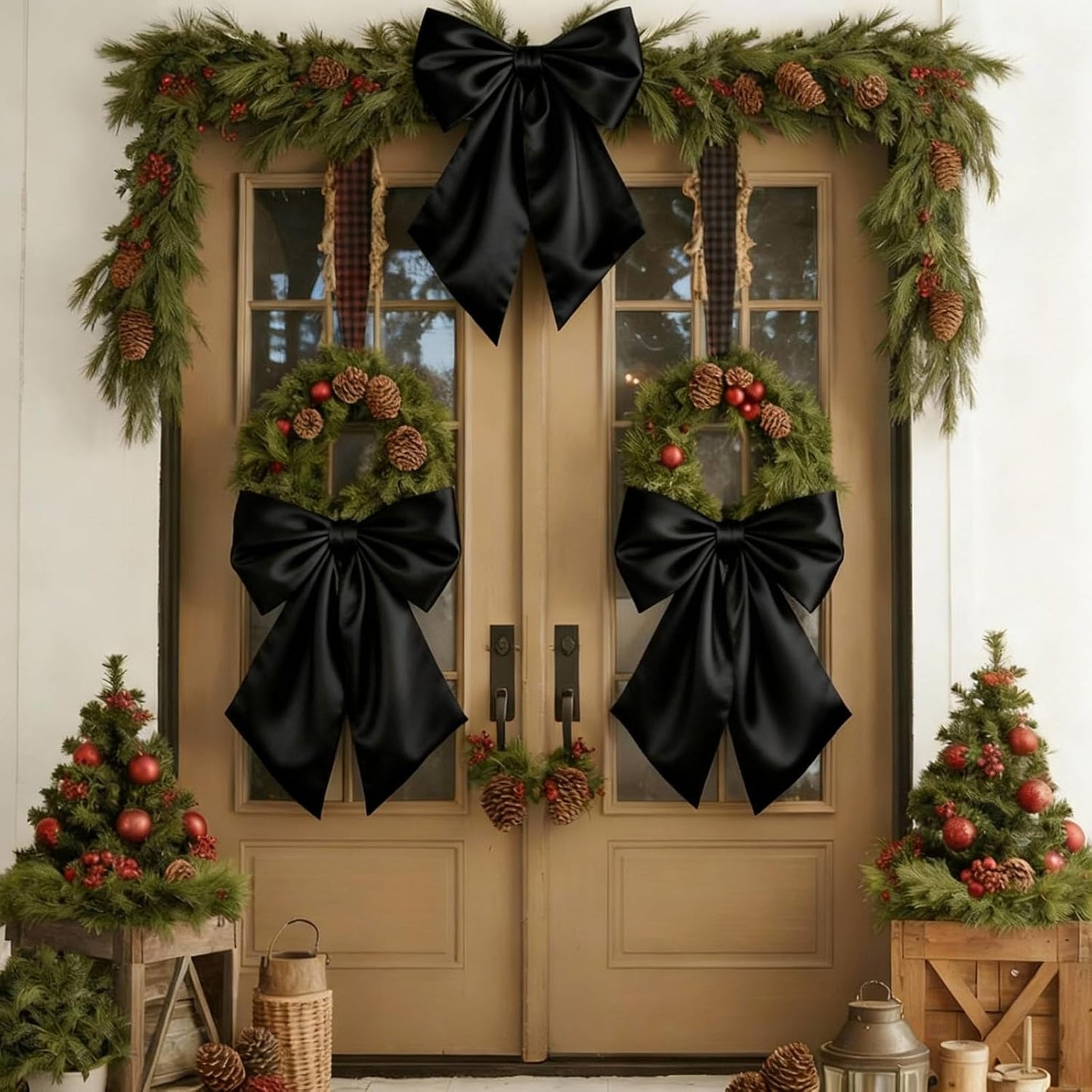 Black Bows Decor | 22x11 Inch Big Black Bows for Christmas Tree, Weddings & Showers (3 Pack)