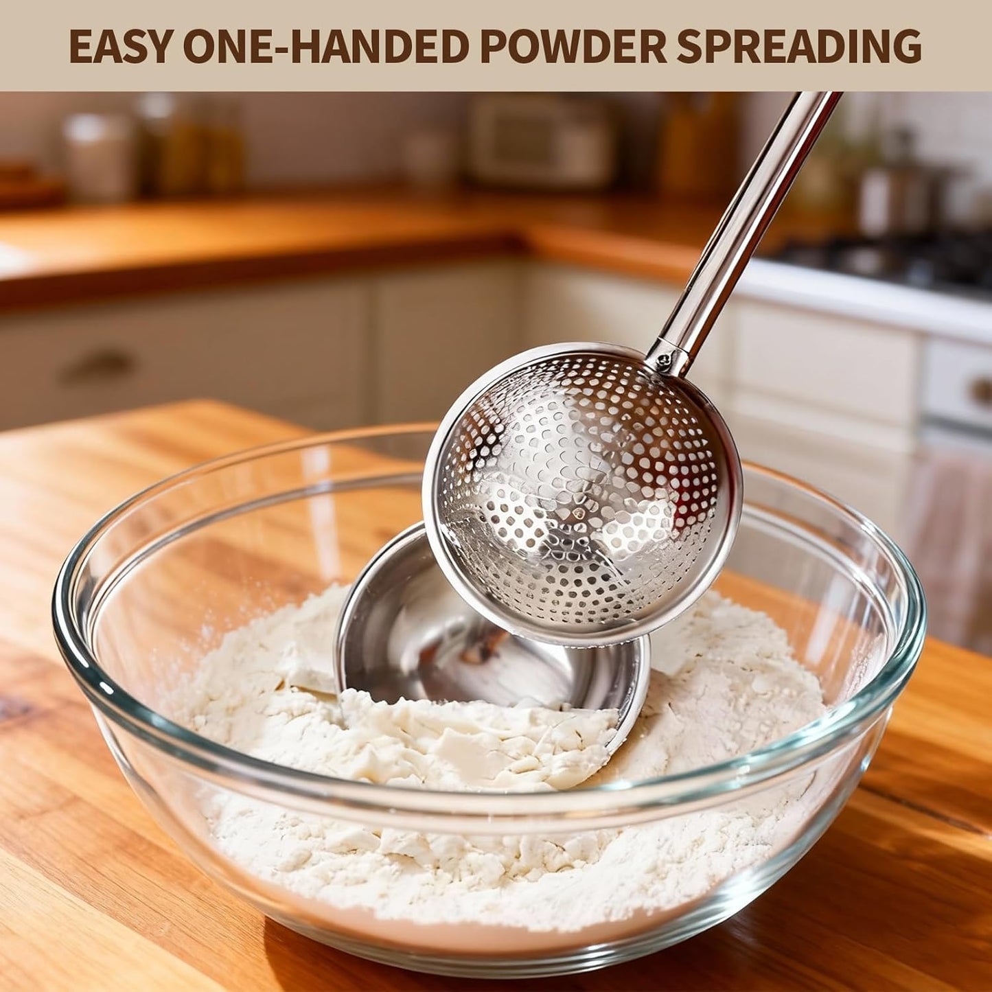 Skiennix Flour Duster - Stainless Steel Sugar Shaker & Powder Sifter | 2-Piece Set for Baking