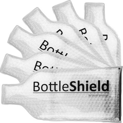 Liquid Spectrum Reusable Wine Protector Travel Bag by Bottle Shield (6-Pack) - Unbreakable Bottle Sleeve, Leak Proof & Double Layer Bubble Protection | Travel Bags for Suitcase Luggage, Clear