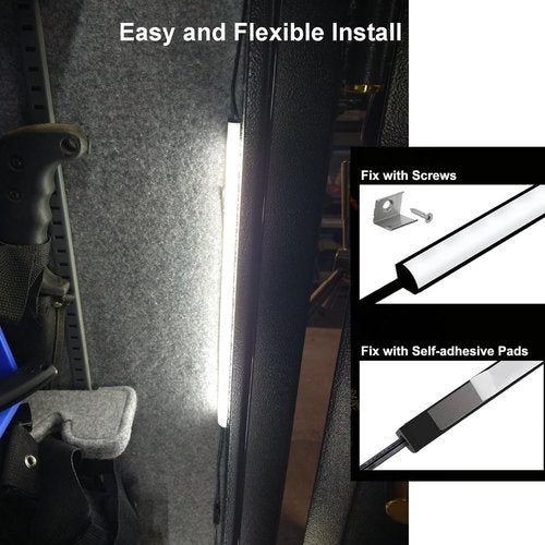 Door Activated Safe Light Kit, 6 Pack 12 Inch 5000K Black Led Safe Lighting Kit with Power Adapter, Self-Adhesive - Ideal for Safes, Closets, and Pantries