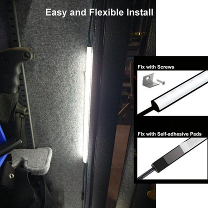 Door Activated Safe Light Kit, 6 Pack 12 Inch 5000K Black Led Safe Lighting Kit with Power Adapter, Self-Adhesive - Ideal for Safes, Closets, and Pantries