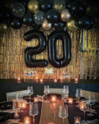 Regine Switzerland 40-Inch Black Number 20 Balloon - Giant Foil Helium Decoration for 20th Birthday & Anniversary Events