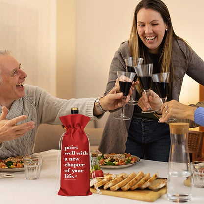 Red Funny New Chapter Wine Bag New Beginnings Gifts for Women Men Farewell Gifts for Friends Going Away Gifts for Coworkers Women Men Moving Away Gifts for Friends New Teacher Gifts