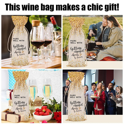 Engagement Gifts for Couples Bridal Shower Gifts Wine Bag Bachelorette Gifts for Bride Fiance Gifts for Women Men Friend Bachelorette Party Mrs Gifts Wine Bags