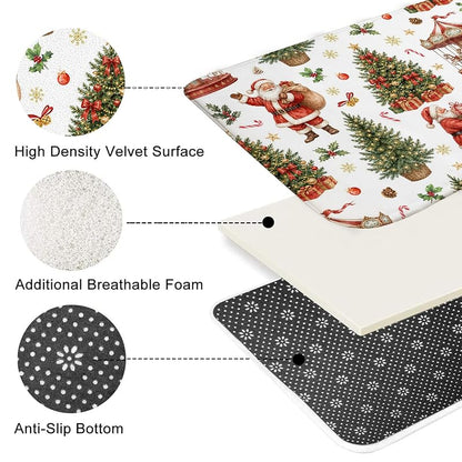Santa Claus Shower Curtain Set - 4Pcs Holiday Bath Decor, 100% Polyester
