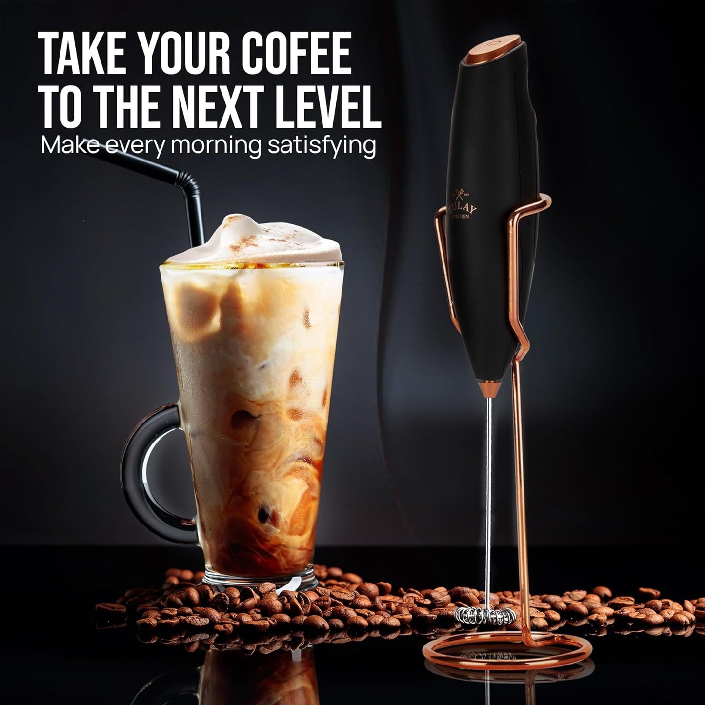 Zulay Kitchen Milk Frother - Luxury Handheld Electric Foam Maker for Coffee & Lattes | Deluxe Gift with 4 Duracell Batteries