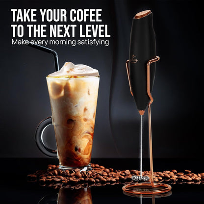Zulay Kitchen Milk Frother - Luxury Handheld Electric Foam Maker for Coffee & Lattes | Deluxe Gift with 4 Duracell Batteries