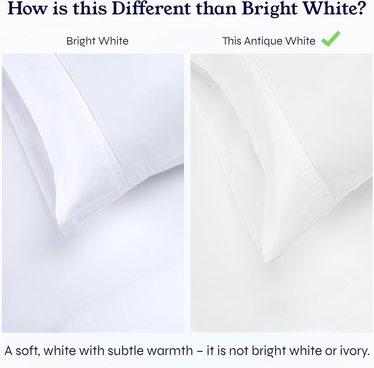 California Design Den Full Size Bed Sheets - 400 Thread Count 100% Cotton Sateen - Soft, Breathable, Deep Pocket - Antique White (2-Pack)