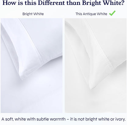 California Design Den Queen Sheet Sets - 400 Thread Count 100% Cotton Sateen - Soft, Breathable & Deep Pocket - Antique White (2-Pack)