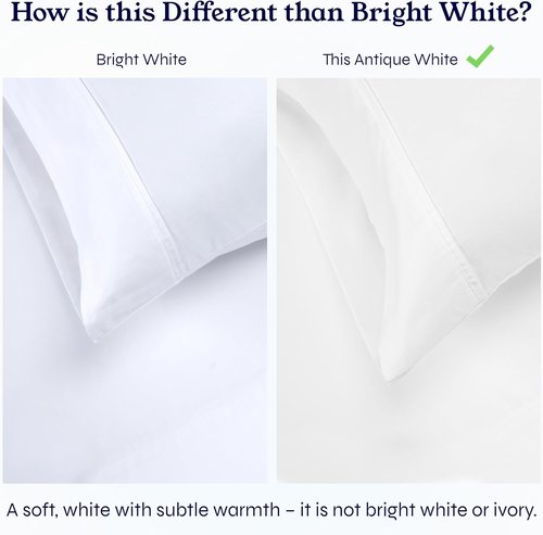 California Design Den Twin Size Bed Sheets - 400 Thread Count 100% Cotton Sateen - Soft & Breathable | Antique White 2-Pack