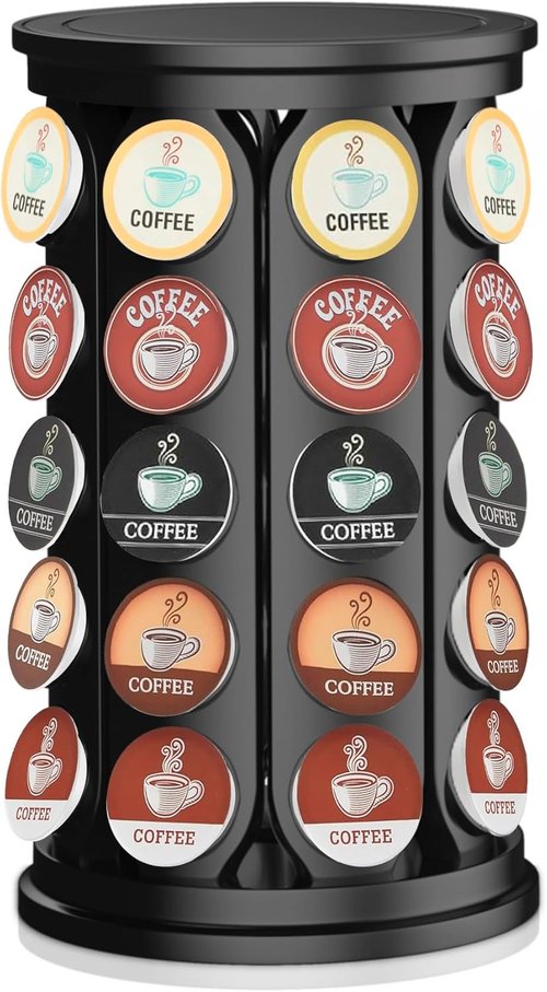 CEHNCEH K Cup Holder - 360-Degree Coffee Pod Carousel Organizer for 40 Keurig K-Cup Pods | Black