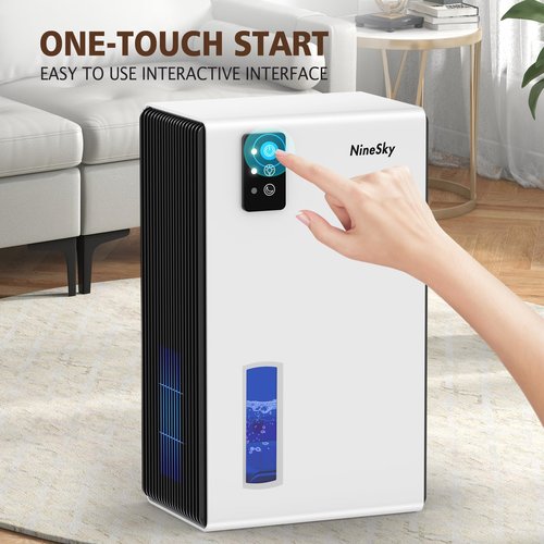 NineSky Dehumidifier, 1000 sq.ft Dehumidifiers for Home with 95oz Large Water Tank,Quiet Dehumidifier with 7-Color Ambient Light & Auto Shut Off, Dehumidifier for Basement, Bedroom, Bathroom (White)