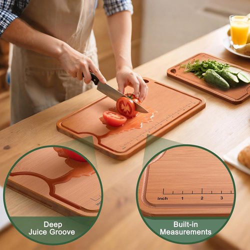 Bamboo Cutting Boards by Skiennix - Deep Juice Grooves & Built-In Handles | 2-In-1 Charcuterie & Chopping Board for New Home Gifts