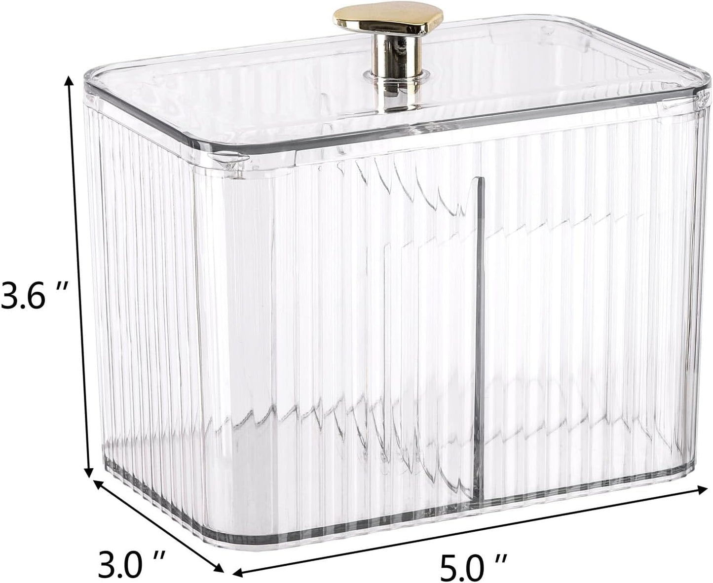 Tbestmax Qtip Holder - Clear 3-Section Bathroom Organizer Jar for Cotton Swabs & Pads | Vanity Storage