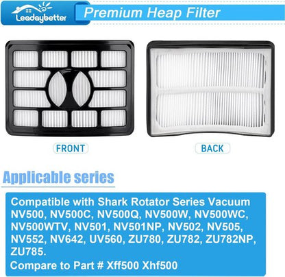 Leadaybetter Filter Replacement - Compatible with Shark Rotator Pro Lift-Away NV500 Series | 2 Foam & 4 Felt Filters