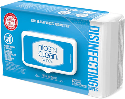 Nice 'N Clean Disinfecting Surface Wipes 80ct - Effective Home & Kitchen Cleaner | Fresh Scent