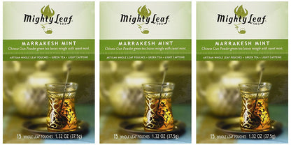 Mighty Leaf Tea Marrakesh Mint Green Tea, 15-Count Whole Leaf Pouches (Pack of 3)