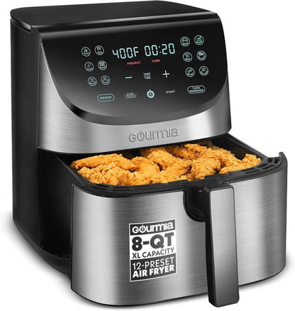 Gourmia Air Fryer - 8 Qt Extra Large Capacity with FryForce360º & Digital Display | 12 Cooking Presets