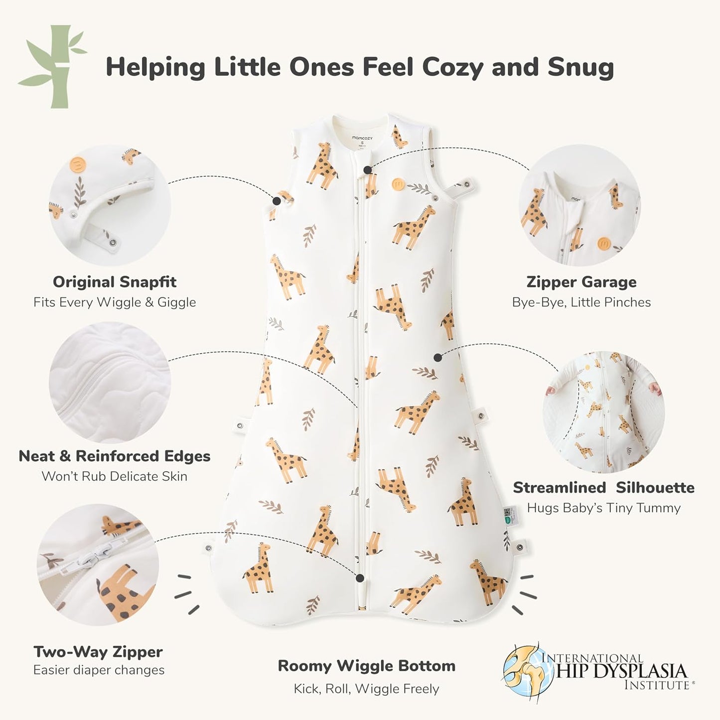 Momcozy Baby Sleep Sack - 1.5 TOG Wearable Blanket with Plush Filling & Two-Way Zipper | Small Giraffe
