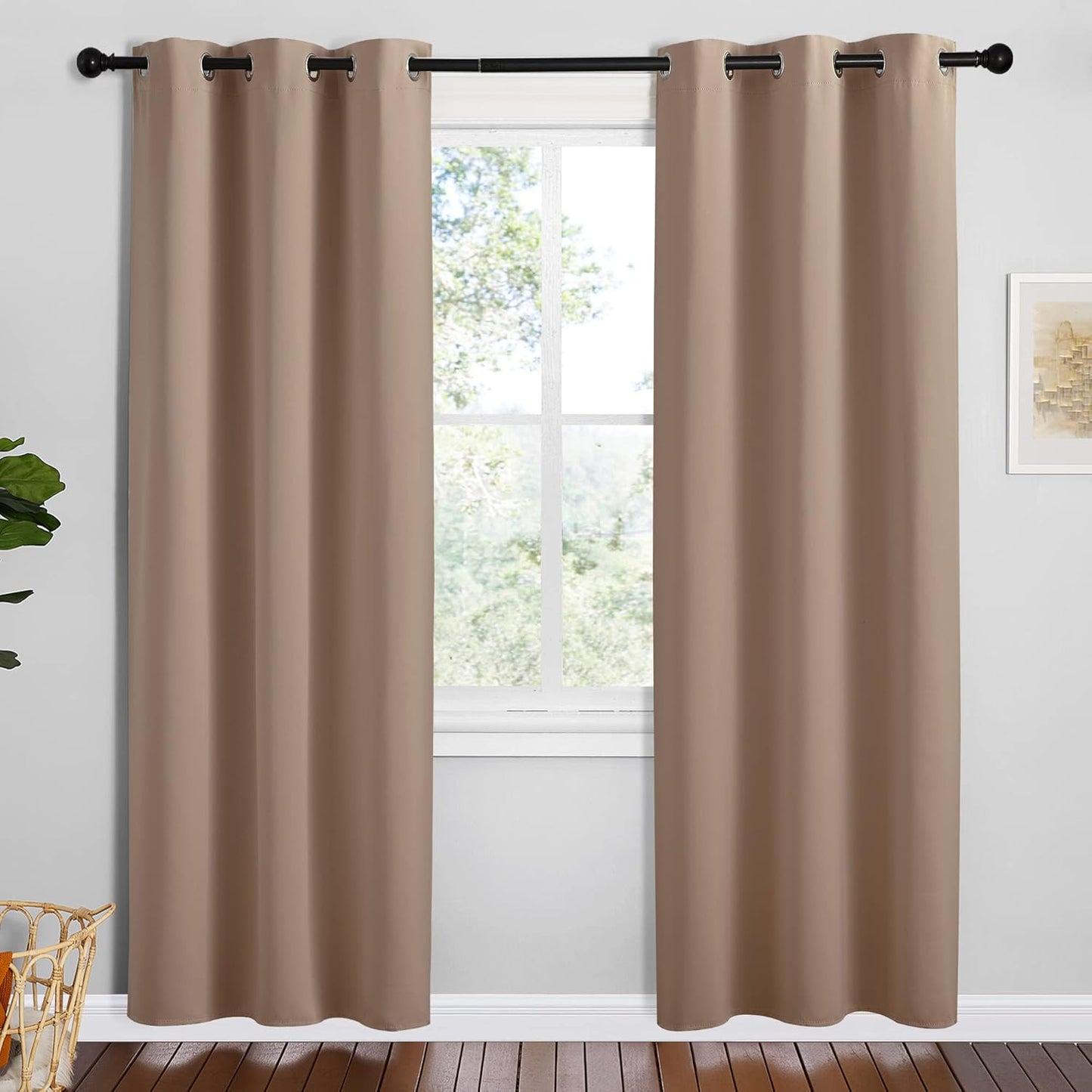 NICETOWN Blackout Curtains - Thermal Insulated Grommet Drapes, Set of 2, 42 x 78 Inch, Cappuccino