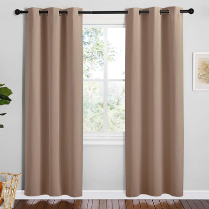 NICETOWN Blackout Curtains - Thermal Insulated Grommet Drapes, Set of 2, 42 x 78 Inch, Cappuccino