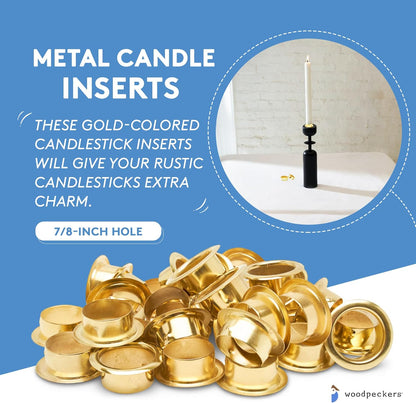 Woodpeckers Metal Candle Inserts - 7/8-Inch Hole Votive Candle Inserts for Wooden Holders | Pack of 10