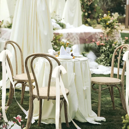 Skiennix 24 Pcs Large Ivory Wedding Ribbon Bows - Elegant Chair Decorations for Ceremonies