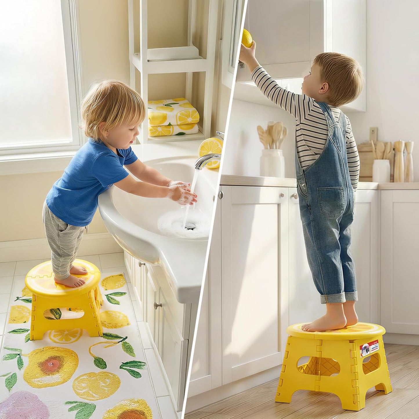 ACSTEP Folding Step Stool - Sturdy 9-Inch Collapsible Design | Supports Up to 265 lbs - Lemon Yellow