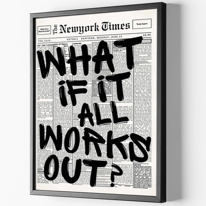 Skiennix Trendy Black and White Framed Wall Art | "What If It All Works Out" Poster for Stylish Dorm Decor
