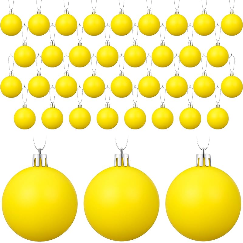 36 Pcs Christmas Ball Ornaments 2.4in Yellow Matte Plastic Balls for Xmas Tree