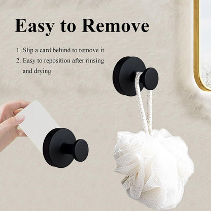 Skiennix Suction Cup Hooks - Stainless Steel Towel Holders for Bathroom & Kitchen | 2 Pack, Matte Black