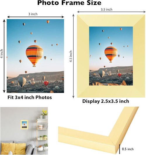 JCJMY 3x4 Gold Picture Frame - Versatile Wall & Tabletop Display | Shatter-Resistant Plexiglass