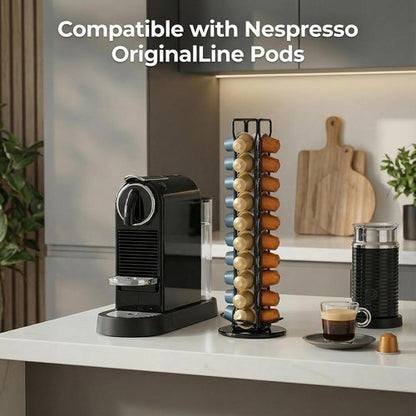 Coffee Pod Holder - Nespresso OriginalLine Rotating Carousel Organizer | Black, 40 Pods Capacity