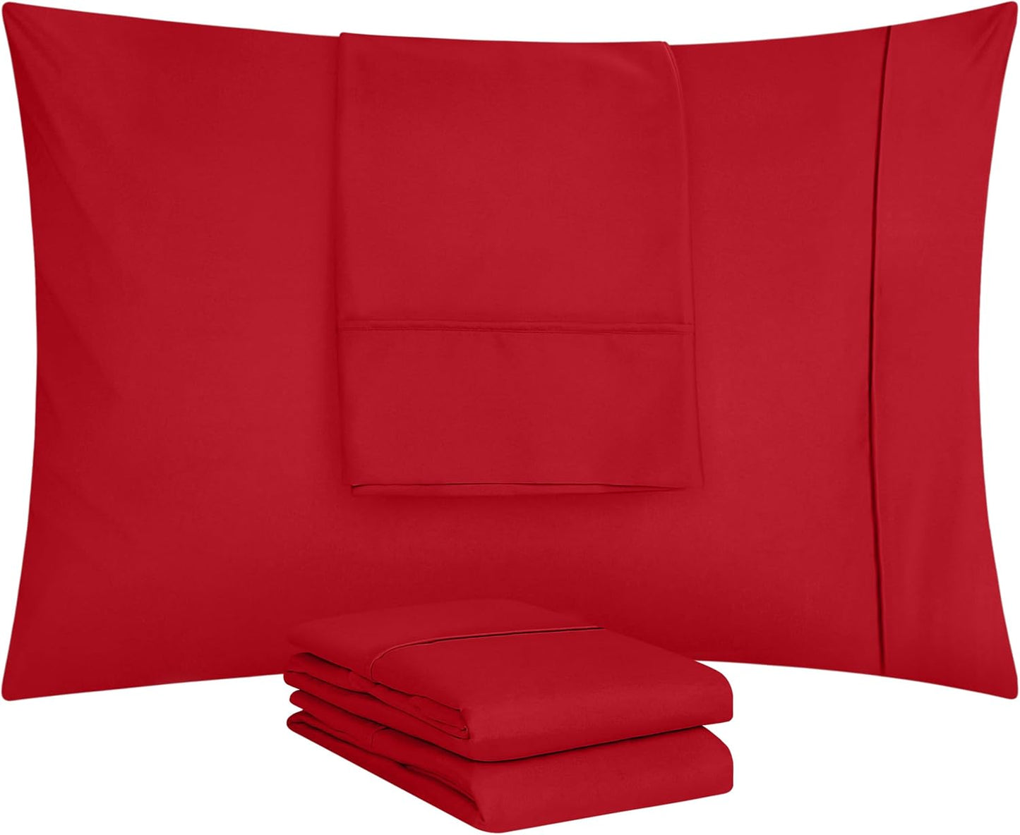 Utopia Bedding Standard Pillow Cases - Soft Brushed Microfiber - 4 Pack, Fade Resistant | 20 x 26 Inches, Red